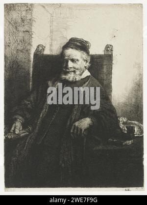 Jan Lutma, Goldsmith, Rembrandt van Rijn, 1656 imprimer gravure de papier japonais / Drypoint Banque D'Images