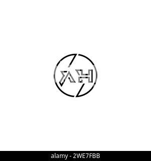 AH simple contour concept logo et cercle de fond noir et blanc de conception initiale Illustration de Vecteur