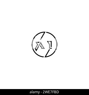 Ai simple contour concept logo et cercle de fond noir et blanc de conception initiale Illustration de Vecteur