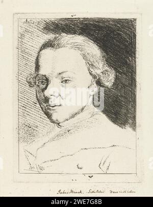 Autoportrait de Jabes Heenck, Jabes Heenck, buste imprimé 1780 à gauche du peintre Jabes Heenck. Dans le coin supérieur gauche de Spiegelschrift : Aetatites 19. Nord des pays-Bas, jeune, adolescent Banque D'Images