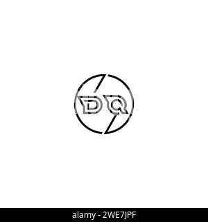 DQ simple contour concept logo et cercle de fond noir et blanc de conception initiale Illustration de Vecteur