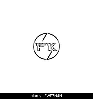 FK simple contour concept logo et cercle de fond noir et blanc de conception initiale Illustration de Vecteur