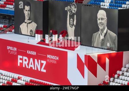 Le président fédéral Frank Walter Steinmeier s'adresse aux funérailles du FC Bayern Munich pour Franz Beckenbauer, Allianz Arena Banque D'Images