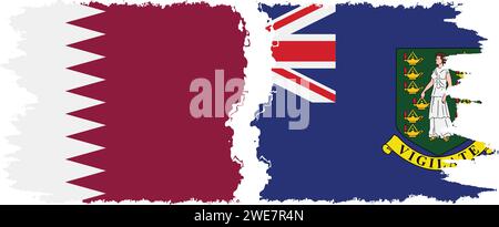 Îles Vierges britanniques et Qatar grunge drapeaux connexion, vecteur Illustration de Vecteur