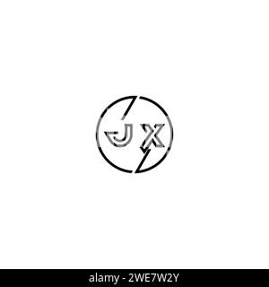 JX simple contour concept logo et cercle de fond noir et blanc de conception initiale Illustration de Vecteur