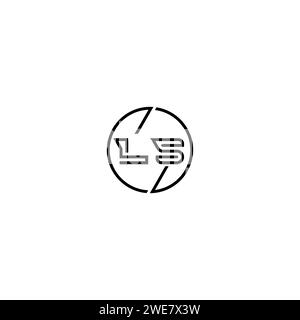 LS simple contour concept logo et cercle de conception initiale fond noir et blanc Illustration de Vecteur