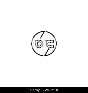 OC simple contour concept logo et cercle de conception initiale fond noir et blanc Illustration de Vecteur
