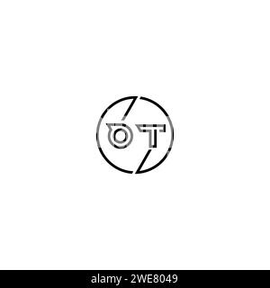 OT simple contour concept logo et cercle de fond noir et blanc de conception initiale Illustration de Vecteur