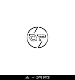 QP simple contour concept logo et cercle de fond noir et blanc de conception initiale Illustration de Vecteur