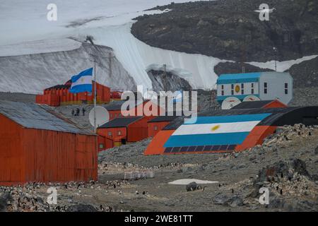 Station de recherche Argentine Esperanza base à Hope Bay, Antarctique Banque D'Images