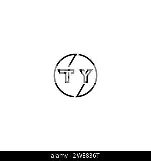 TY simple contour concept logo et cercle de fond noir et blanc de conception initiale Illustration de Vecteur