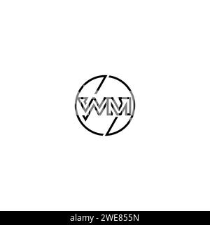 Logo de concept de contour simple de WM et cercle de fond noir et blanc de conception initiale Illustration de Vecteur