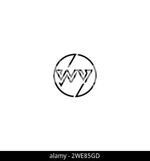 WV simple contour concept logo et cercle de conception initiale fond noir et blanc Illustration de Vecteur