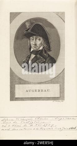 Portrait de Pierre François Charles Augereau, maréchal de France, Ludwig Gottlieb Portman, 1807 tirage papier Amsterdam Banque D'Images