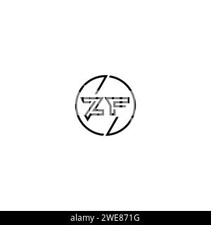 Logo ZF simple contour concept et cercle de fond noir et blanc de conception initiale Illustration de Vecteur