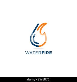 Logo Water Fire. Conception d'icône de feu Illustration de Vecteur