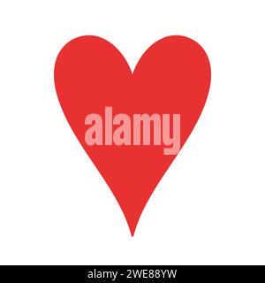 Icône cœur rouge. Illustration vectorielle dans le style plat. Icône de Saint-Valentin. Icône d'amour. Coeur dessiné à la main dans un style griffonné. Concept d'amour. Illustration de Vecteur