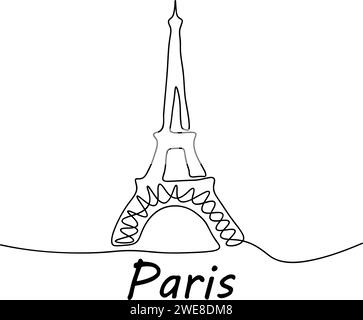Paris Tour Eiffel continue une ligne tracée. Illustration des attractions de Paris. isolé. Illustration vectorielle Illustration de Vecteur