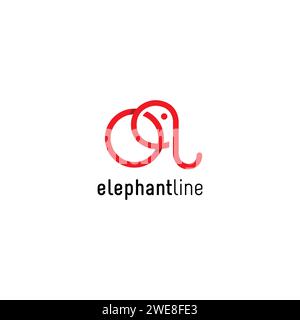 Logo Elephant Line. Logo Elephant Cute Illustration de Vecteur