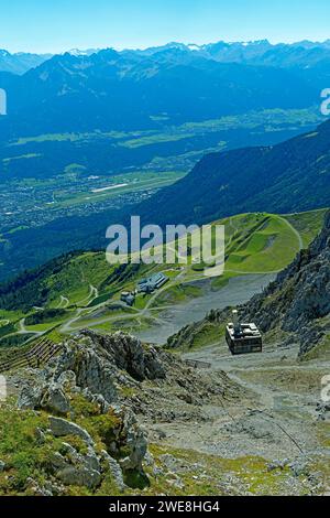 Panoramablick, Innsbruck, Fluß, Inn, Seilbahn Banque D'Images