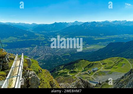 Panoramablick, Innsbruck, Fluß, Inn, Seilbahn Banque D'Images