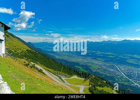 Hungerburgbahn, Station Seegrube, Panoramablick, Innsbruck, Fluß, Inn Banque D'Images