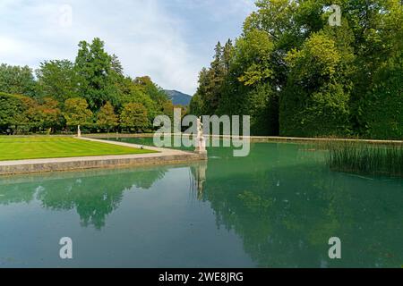 Schloss Hellbrunn, Hellbrunner Park, Wasserbecken Banque D'Images