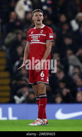 Londres, Royaume-Uni. 23 janvier 2024. DAEL Fry de Middlesbrough lors du match de la Carabao Cup à Stamford Bridge, Londres. Le crédit photo devrait se lire : David Klein/Sportimage crédit : Sportimage Ltd/Alamy Live News Banque D'Images