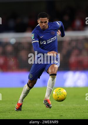 Londres, Royaume-Uni. 23 janvier 2024. Levi Colwill de Chelsea pendant le match de la Carabao Cup à Stamford Bridge, Londres. Le crédit photo devrait se lire : David Klein/Sportimage crédit : Sportimage Ltd/Alamy Live News Banque D'Images