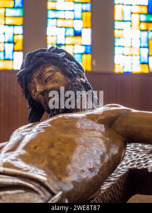 Christ de l'espérance de Huesca. Semaine Sainte Huesca. Christ Parish of Perpetual Help Banque D'Images