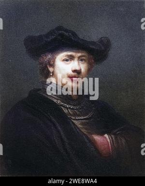 Rembrandt Harmenszoon Van Rijn 1606-1669. Niederländischer Künstler. AUS dem Buch Galerie de portraits, erschienen 1833., Historisch, digital restaurierte Reproduktion von einer Vorlage aus dem 19. Jahrhundert, Date d'enregistrement non indiquée Banque D'Images