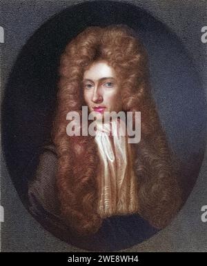 Robert Boyle, 1627-1691. Anglo-irischer Chemiker und Naturphilosopher. AUS dem Buch Galerie de portraits, 1833., Historisch, digital restaurierte Reproduktion von einer Vorlage aus dem 19. Jahrhundert, Date d'enregistrement non indiquée Banque D'Images