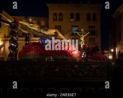Christ de l'espérance de Huesca. Semaine Sainte Huesca. Christ Parish of Perpetual Help Banque D'Images