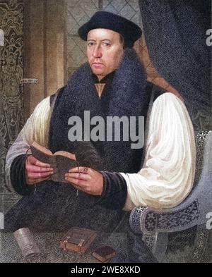 Thomas Cranmer 1489-1556. Erster Protestantischer Erzbischof von Canterbury, 1533-56. AUS dem Buch Lodges British Portraits, erschienen 1823., Historisch, digital restaurierte Reproduktion von einer Vorlage aus dem 19. Jahrhundert, Date d'enregistrement non indiquée Banque D'Images