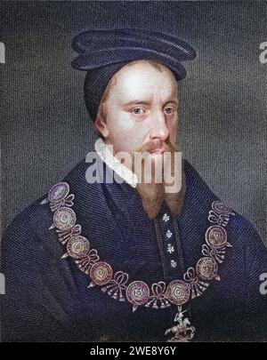 Thomas Stanley, 1e. Comte de Derby, auch bekannt als 2nd Baron Stanley 1435-1504 König von Mann und englischer Adliger Prominente figur in der späteren phase der englischen Rosenkriege. AUS dem Buch Lodges British Portraits, erschienen 1823., Historisch, digital restaurierte Reproduktion von einer Vorlage aus dem 19. Jahrhundert, Date d'enregistrement non indiquée Banque D'Images