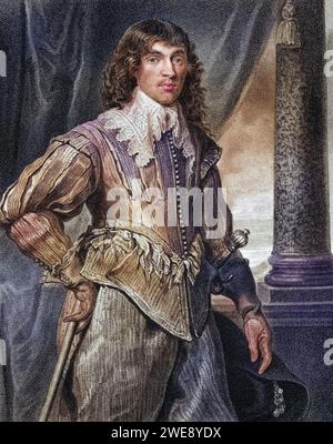 William Hamilton 2. Herzog von Hamilton, Graf von Cambridge, Graf von Lanark, 1616-1651. Schottischer Royalist während der englischen Bürgerkriege. AUS dem Buch Lodges Portraits britanniques, erschienen 1823. , Historisch, digital restaurierte Reproduktion von einer Vorlage aus dem 19. Jahrhundert, Date d'enregistrement non indiquée Banque D'Images