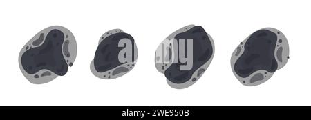 Taches de moisissure noire ou de champignon dans différentes formes. Taches de moisissures toxiques. Epidémie mucormycosique. Champignons, bactéries. Vector set dans le style de dessin animé plat Illustration de Vecteur