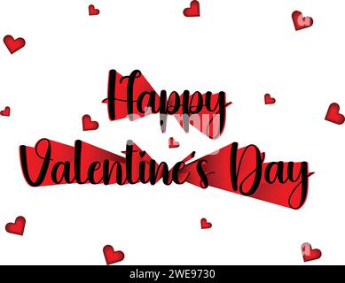 Joyeux Saint Valentin texte avec coeur Illustration de Vecteur