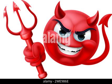 Diable Emoji Emoticon Homme visage Cartoon icône Mascot Illustration de Vecteur