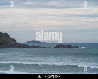 Terre et mer, vue de Diggers Beach Korora, NSW Australie Banque D'Images