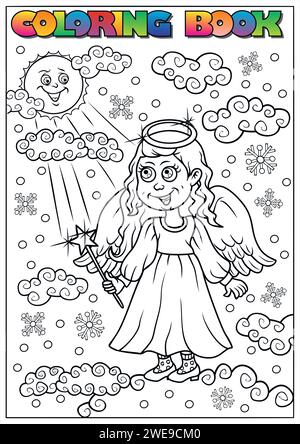 livre-ange de coloriage d'hiver pour enfants Illustration de Vecteur