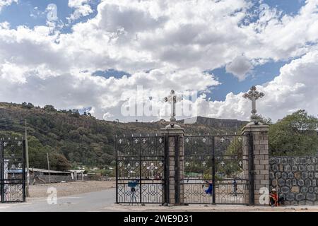 Église de Debre Libanos. L'empereur Haile Selassie a reconstruit l'église à cet endroit Saint. L'église originale à cet endroit remonte au 12e. Banque D'Images