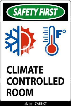 Premier signe de sécurité des portes, garder les portes fermées, salle climatisée Illustration de Vecteur