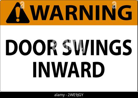 Avertissement, porte basculant vers l'intérieur Illustration de Vecteur