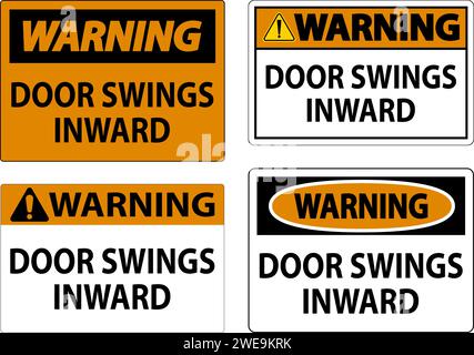 Avertissement, porte basculant vers l'intérieur Illustration de Vecteur