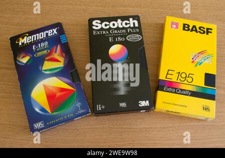 Cassettes vidéo VHS Memorex, Scotch & BASF Banque D'Images