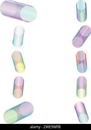 Un ensemble d'éléments de conception de forme dégradée futuriste découpée abstraite. Illustration de Vecteur