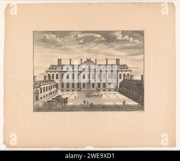 Vue de Montagu House dans Great Russell Street à Bloomsbury London, Sutton Nicholls, 1720 - 1731 print London papier gravure / gravure Hôtel, i.e. petit palais dans la ville de Londres Banque D'Images