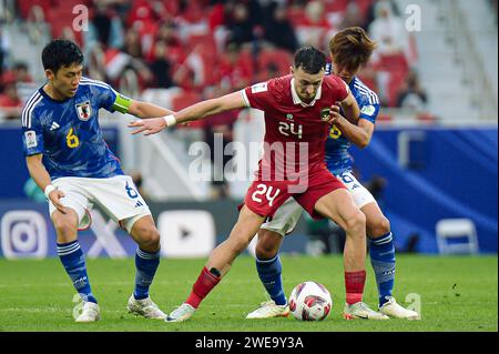 Doha, Qatar. 24 janvier 2024. JAPON VS INDONÉSIE：Groupe D - coupe d'Asie de l'AFC Qatar au stade Al Thumama. Crédit : Meng Gao/Alamy Live News Banque D'Images