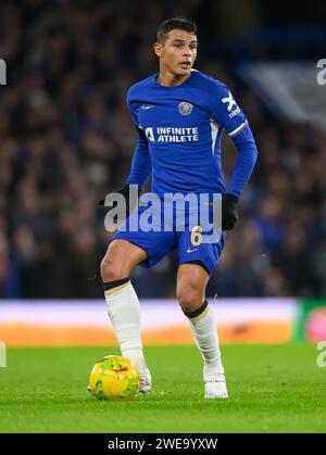 23 janvier 2024 - Chelsea v Middlesbrough - demi-finale de la coupe EFL - Stamford Bridge. Thiago Silva de Chelsea en action. Photo : Mark pain / Alamy Live News Banque D'Images